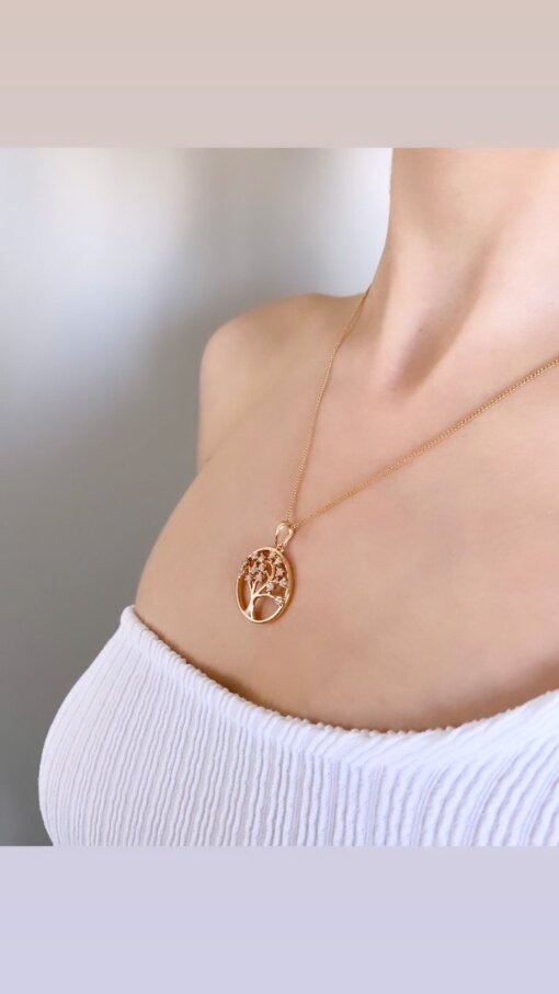 Hayat Ağacı Zircon Taşlı Kolye