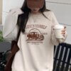 Kadın Kırık Beyaz Krem Ekru Believe Baskılı 0 Sıfır Yaka Oversize Salaş Bol Kesim Polar Sweatshirt